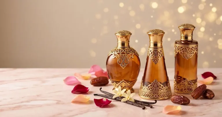Perfume árabe feminino: frascos dourados de perfume árabe para a Black Friday 2026